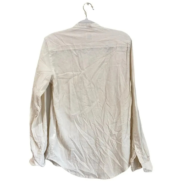 ZARA Tan Button Down Long Sleeve Shirt Cotton Beige Size Small Natural Office - Picture 2 of 6